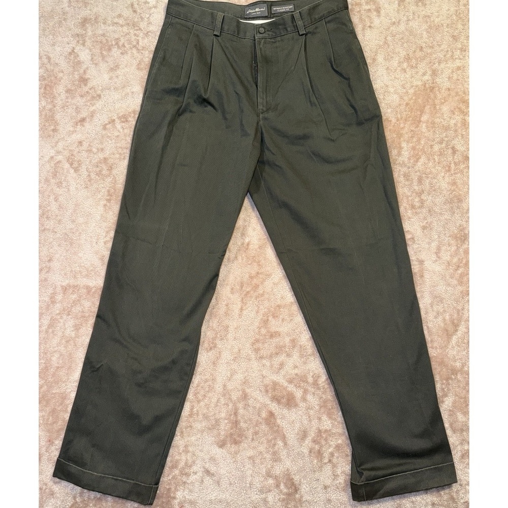 Vintage Eddie Bauer Pants Men's 35x32 Olive Pleated